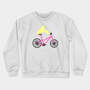 Duck On A Light Pink Bicycle Crewneck Sweatshirt